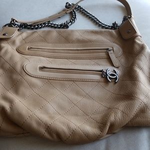 Chanel lambskin beige tote